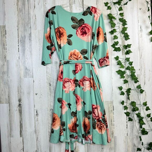 Paisley Raye rósese Wrap Dress size 1X - Picture 2 of 12